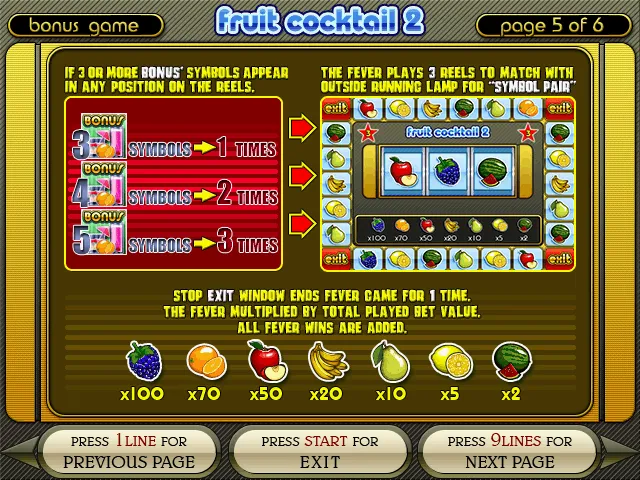 Juego de bono del cóctel